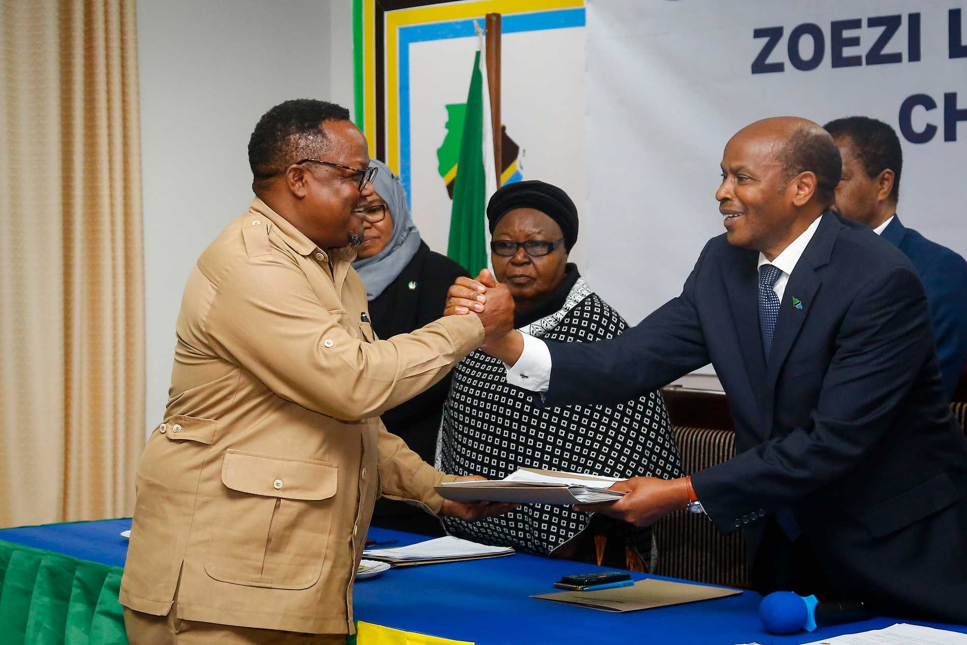 Chadima leader Tendo Lisu, pictured left, before the elections in Tanzania 2020.