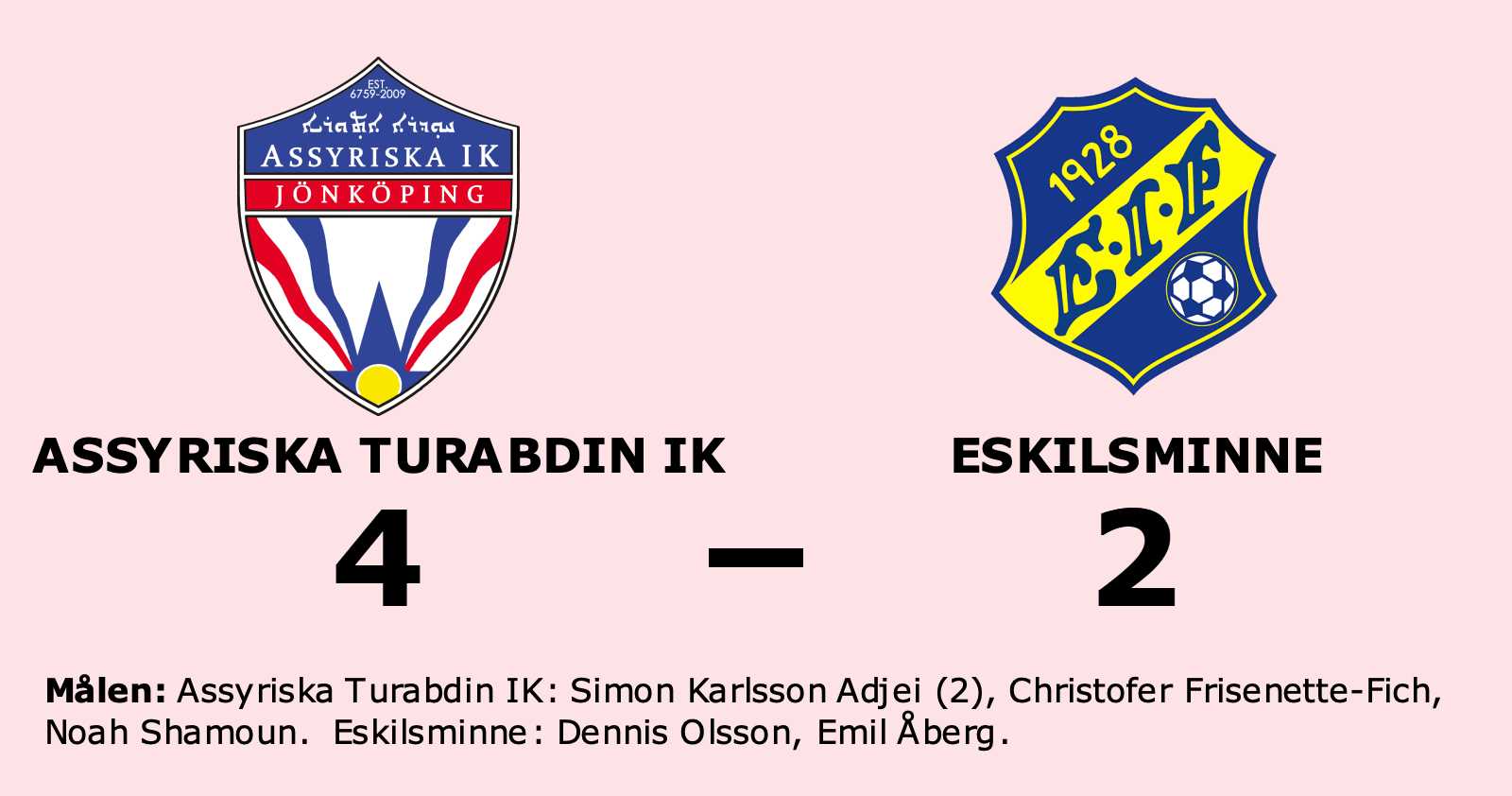 Dennis Olsson och Emil Åberg målskyttar när Eskilsminne förlorade