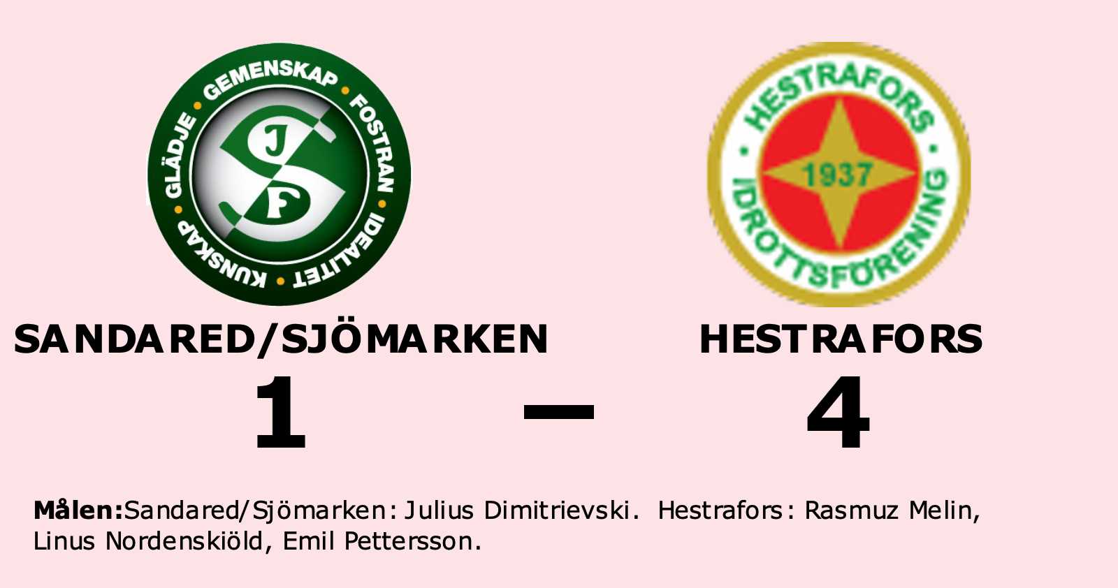 Hestrafors vann mot Sandared/Sjömarken – trots underläge i halvtid